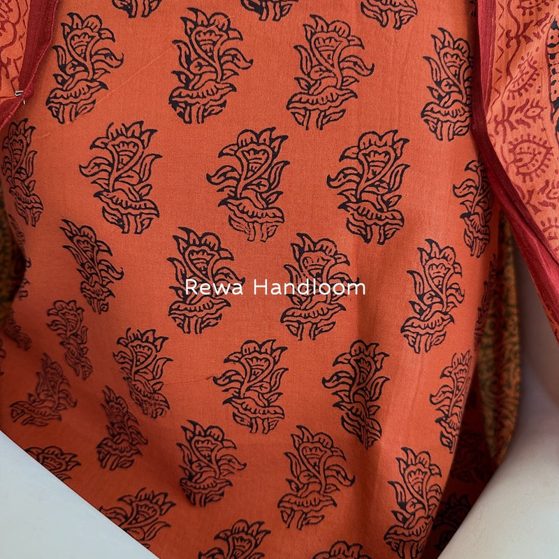 Rust-Black Bagh Print Cotton Suit BGCSJ0139