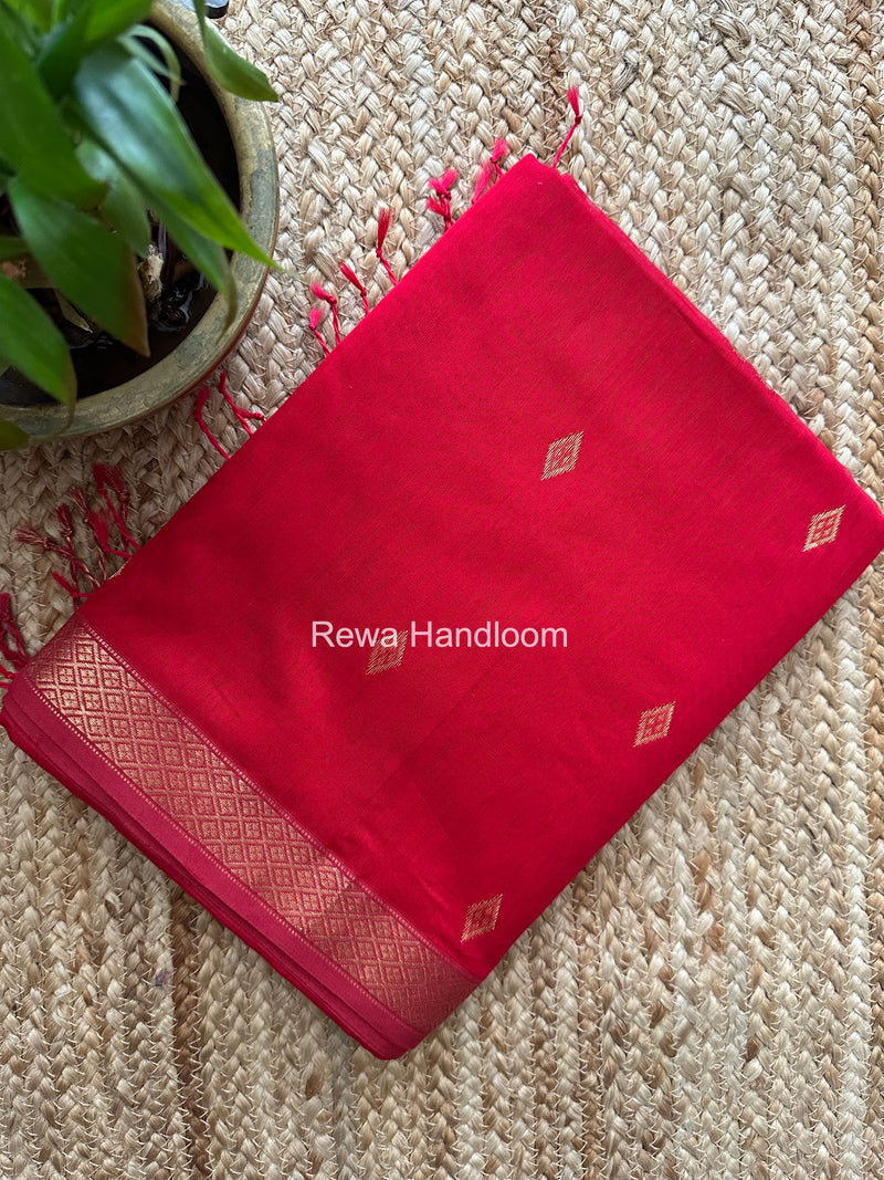 Maheshwari Red Lotus Butta Saree LBS0100
