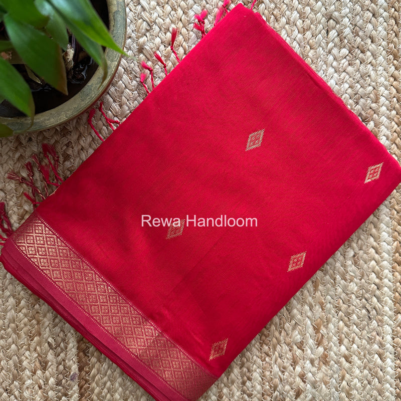 Maheshwari Red Lotus Butta Saree LBS0100
