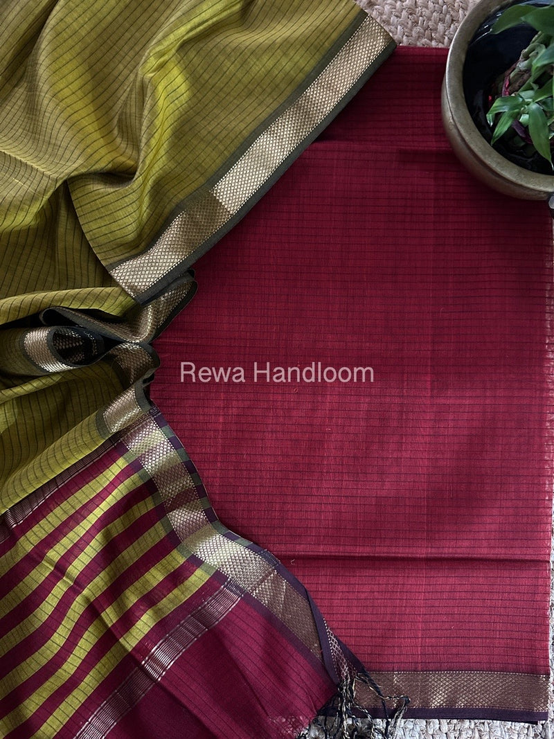 Maheshwari Zari Border Dress Material