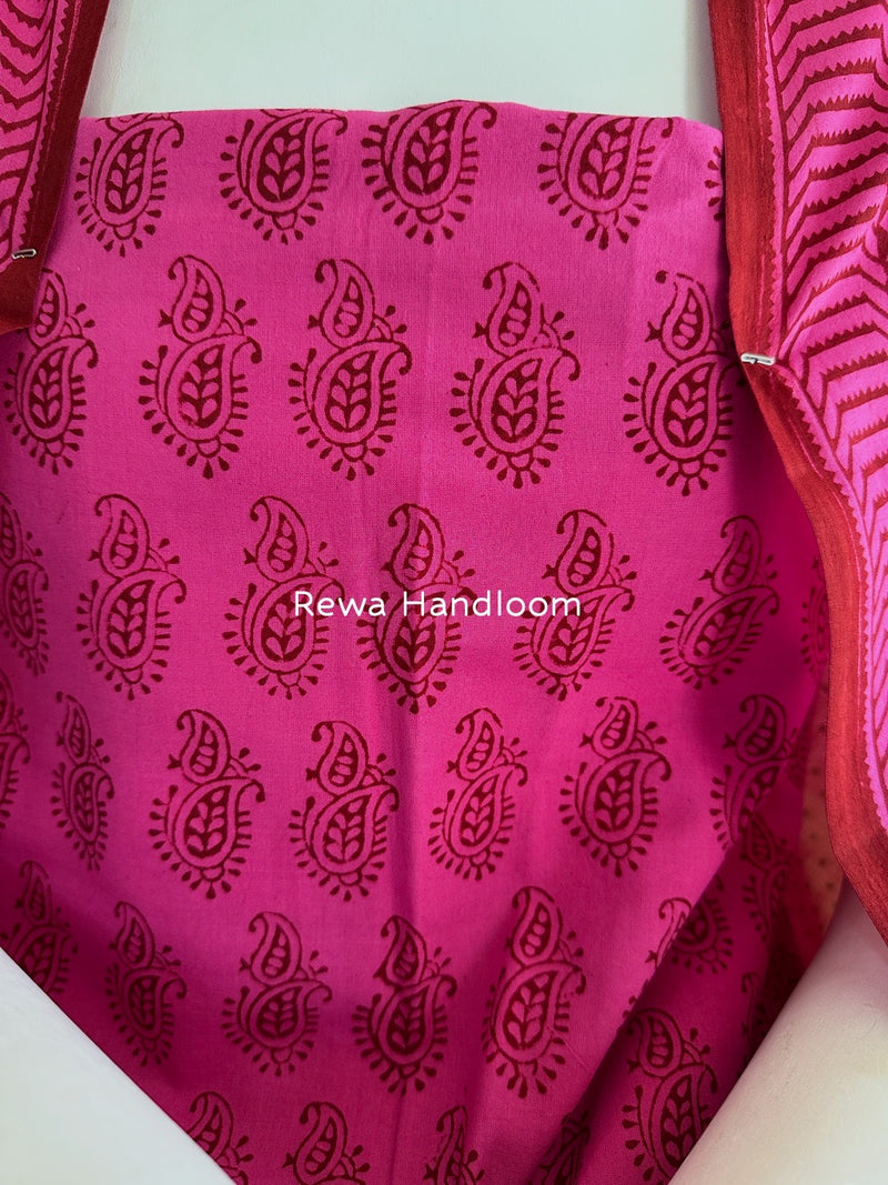 Fuchsia Pink Bagh Print Cotton Suit BGCSJ0106