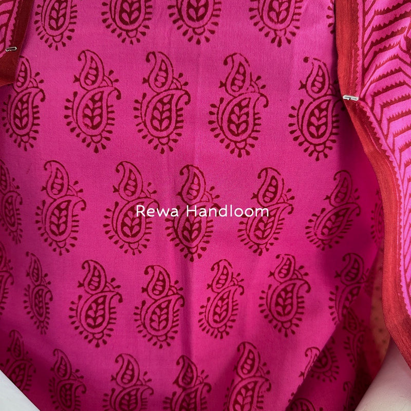 Fuchsia Pink Bagh Print Cotton Suit BGCSJ0106