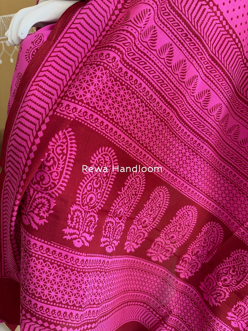 Fuchsia Pink Bagh Print Cotton Suit BGCSJ0106