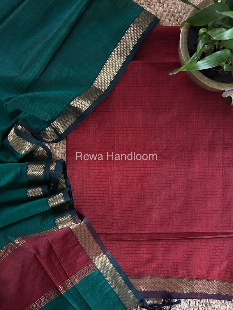 Maheshwari Zari Border Dress Material