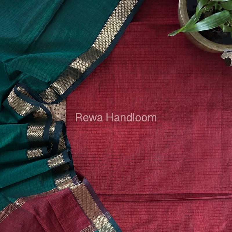 Maheshwari Zari Border Dress Material