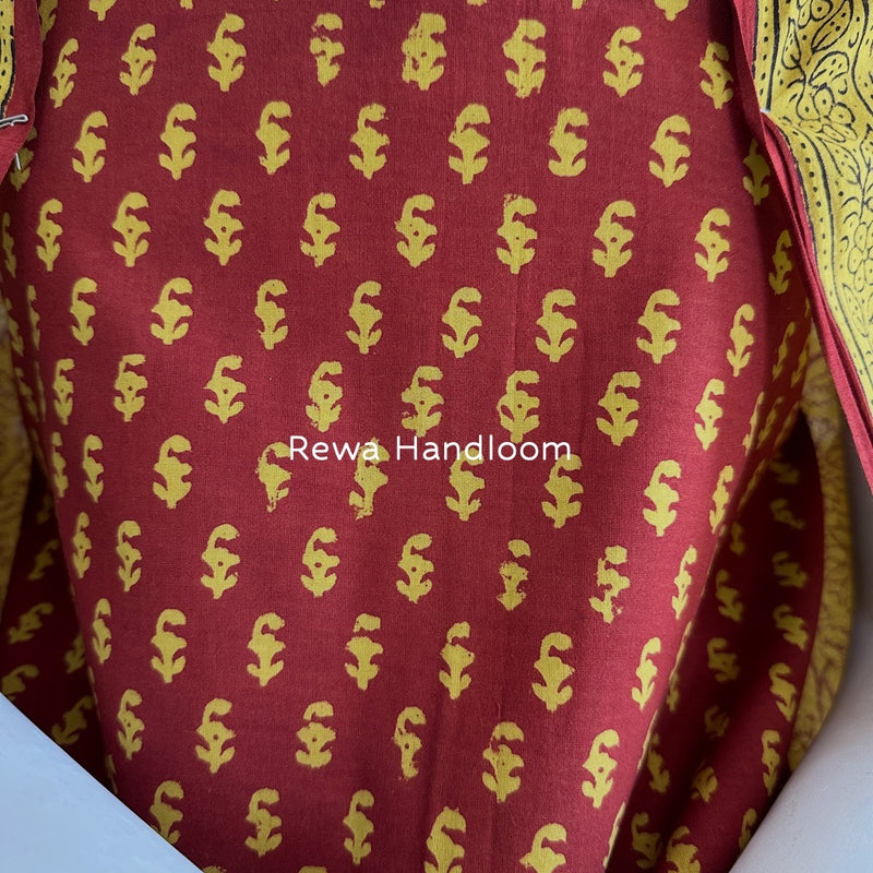 Maroon-Mehendi Green Bagh Print Cotton Suit BGCSJ0112