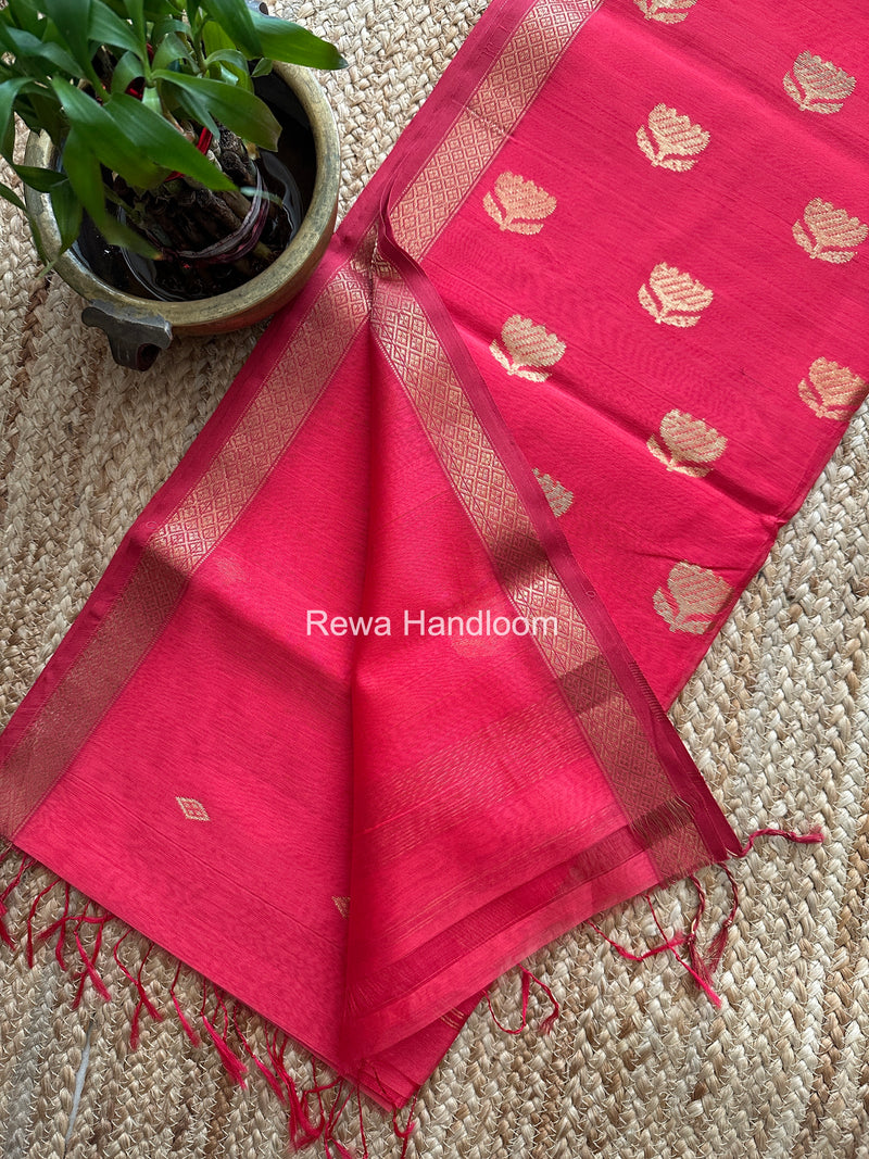 Maheshwari Fuchsia Pink Lotus Butta Saree LBS0101