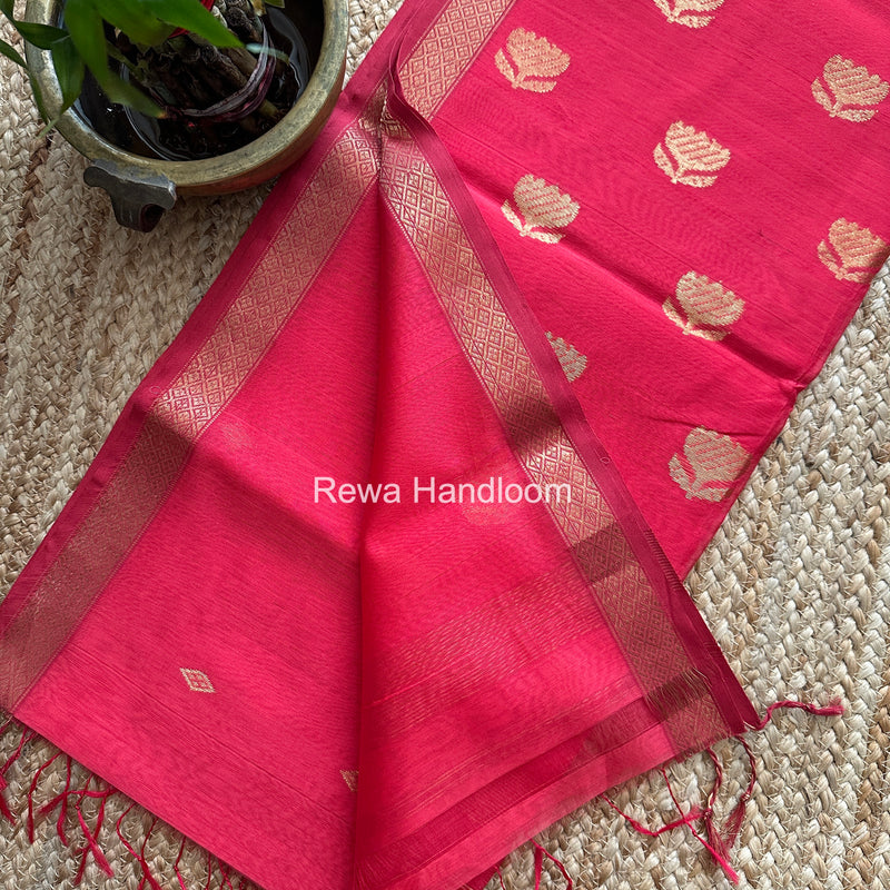 Maheshwari Fuchsia Pink Lotus Butta Saree LBS0101