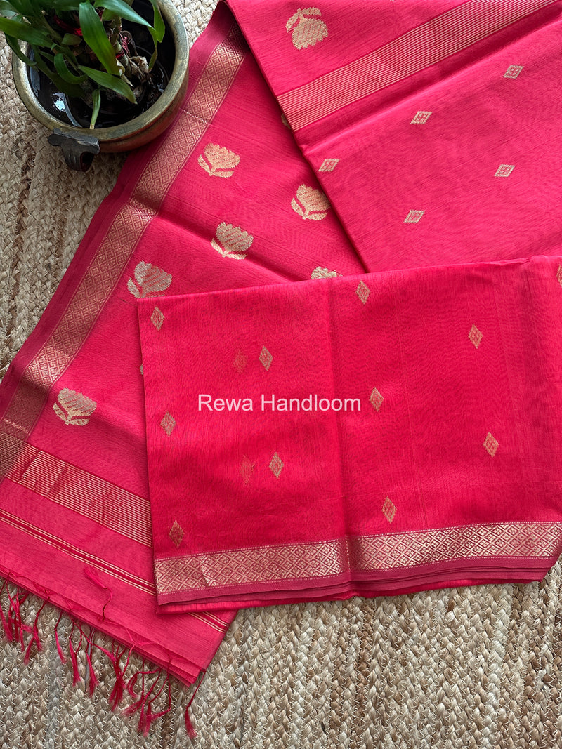 Maheshwari Fuchsia Pink Lotus Butta Saree LBS0101
