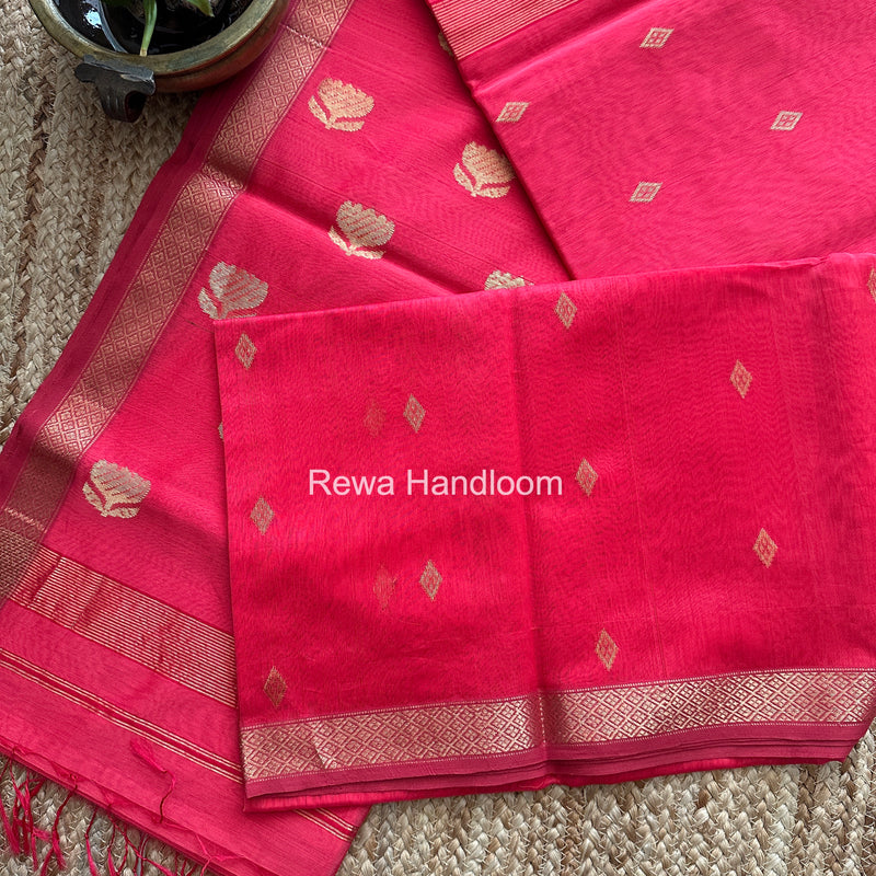 Maheshwari Fuchsia Pink Lotus Butta Saree LBS0101