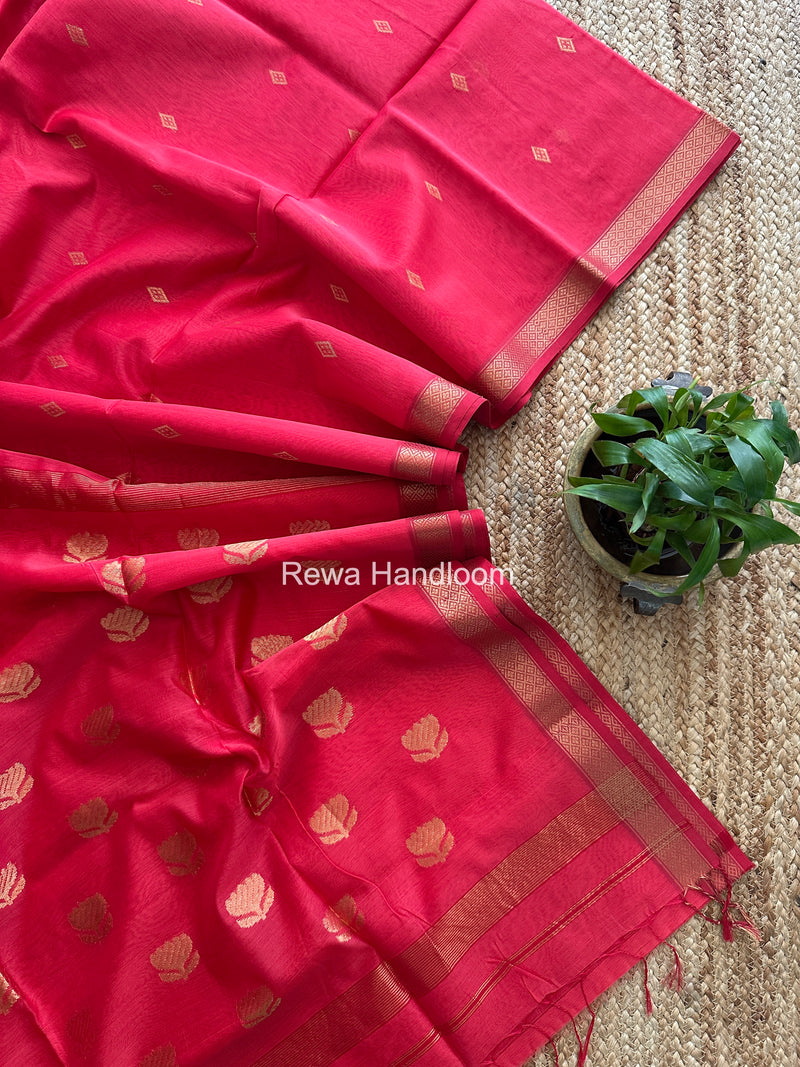 Maheshwari Fuchsia Pink Lotus Butta Saree LBS0101