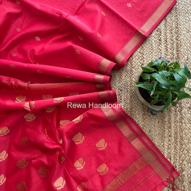 Maheshwari Fuchsia Pink Lotus Butta Saree LBS0101