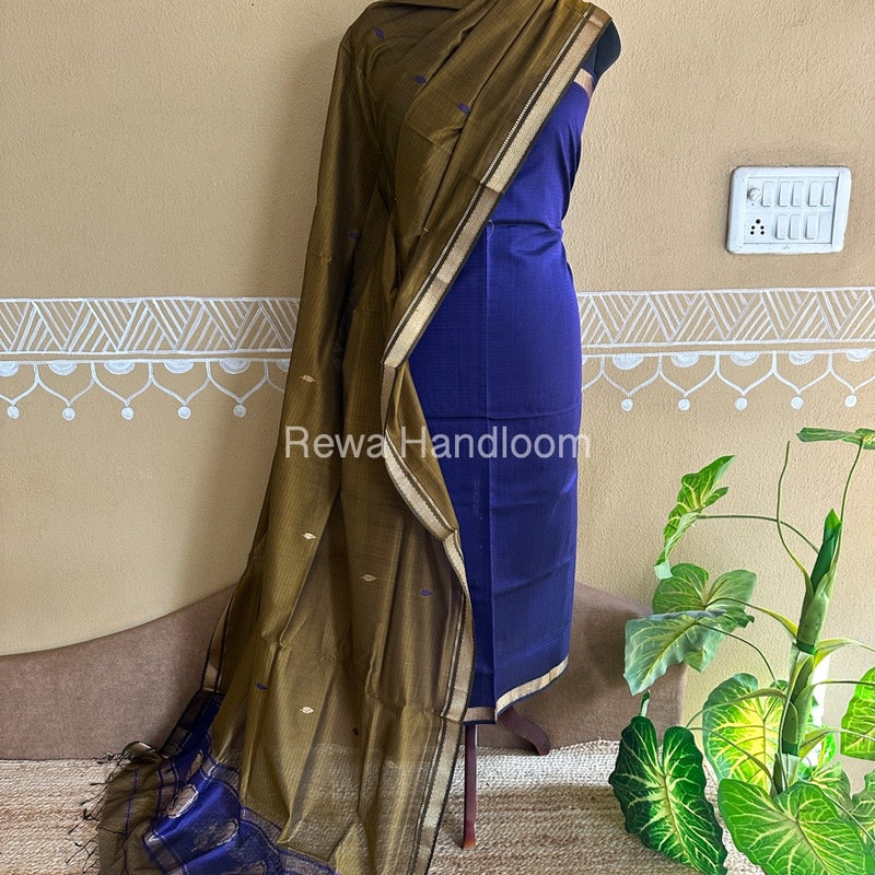 Maheshwari Peacock Buta-Buti Top-Dupatta Set