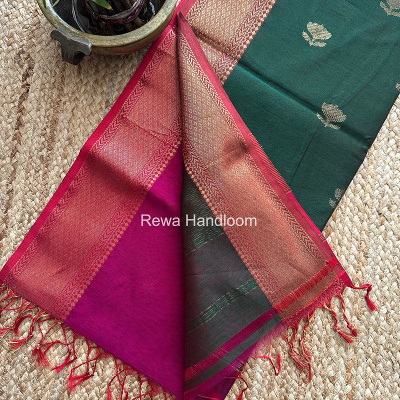 Maheshwari Magenta Lotus Butta Saree LBS0102