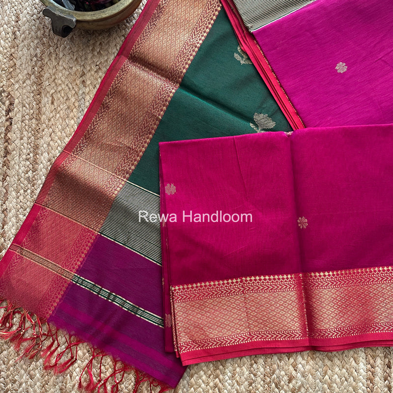 Maheshwari Magenta Lotus Butta Saree LBS0102