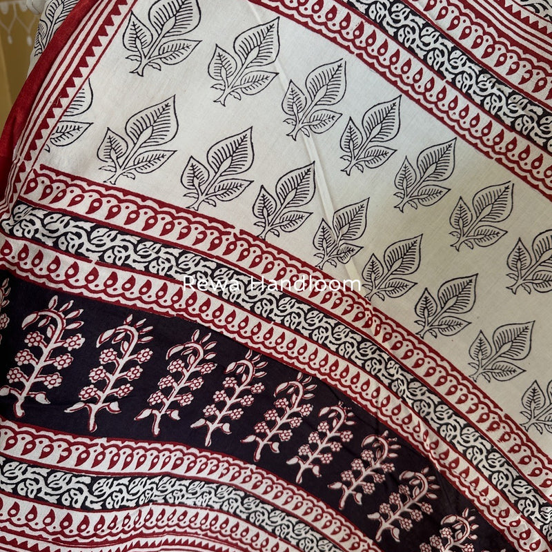 White-Black Bagh Print Cotton Suit BGCSJ086