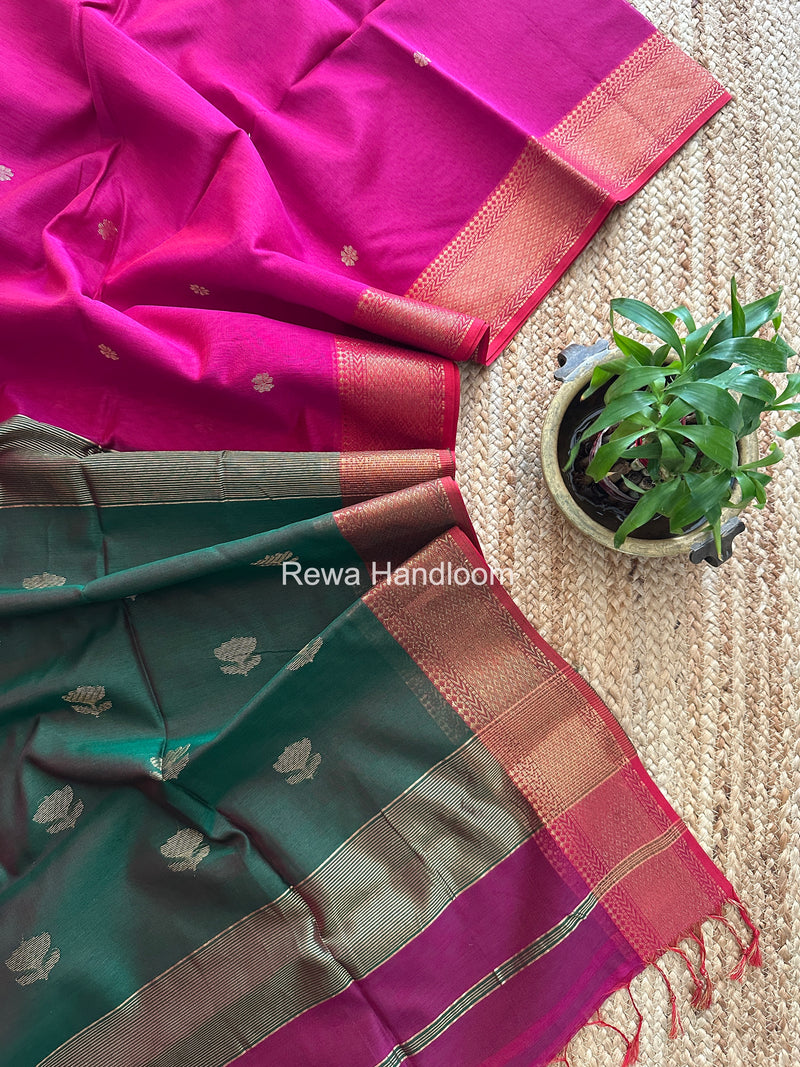 Maheshwari Magenta Lotus Butta Saree LBS0102