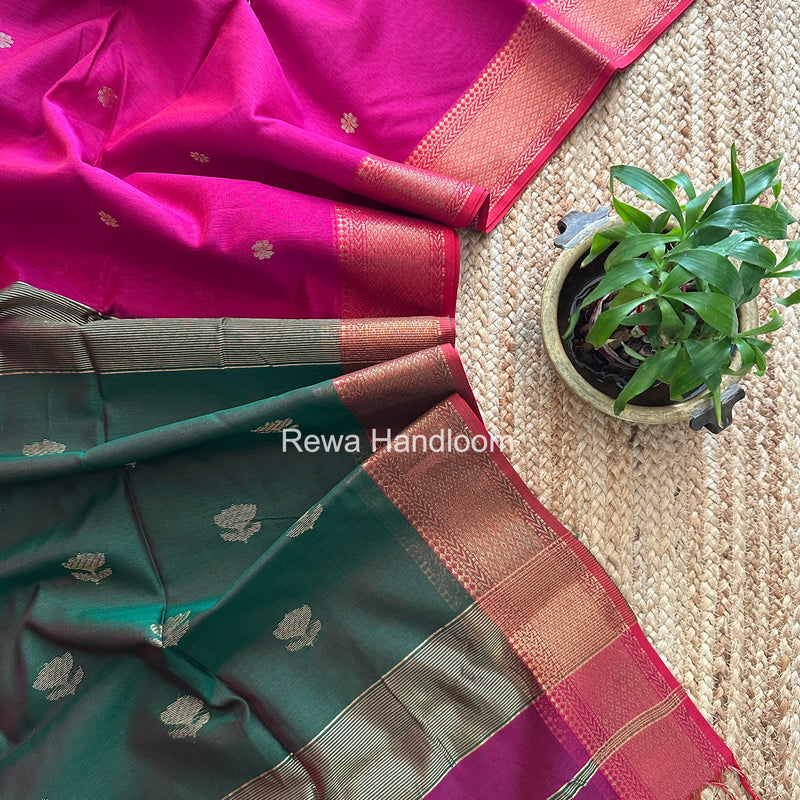 Maheshwari Magenta Lotus Butta Saree LBS0102