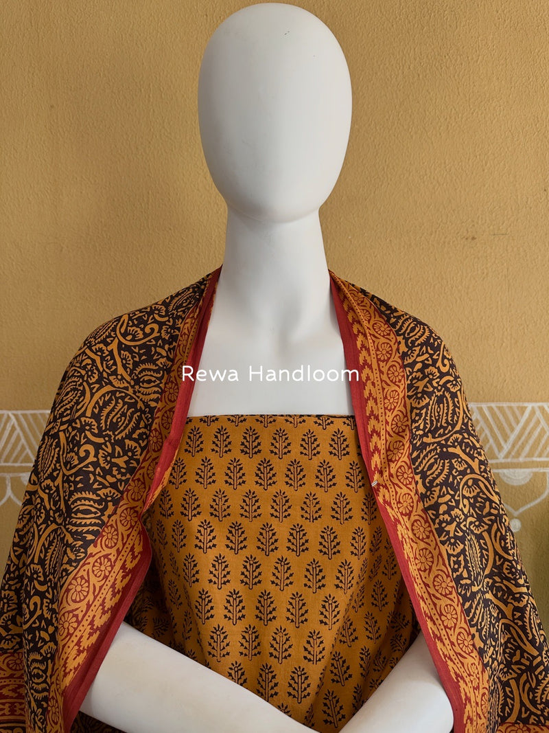 Orange-Black Bagh Print Cotton Suit BGCSJ0113