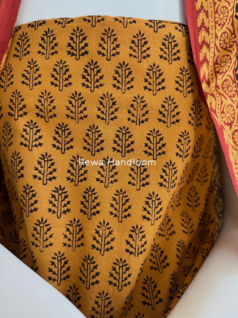Orange-Black Bagh Print Cotton Suit BGCSJ0113