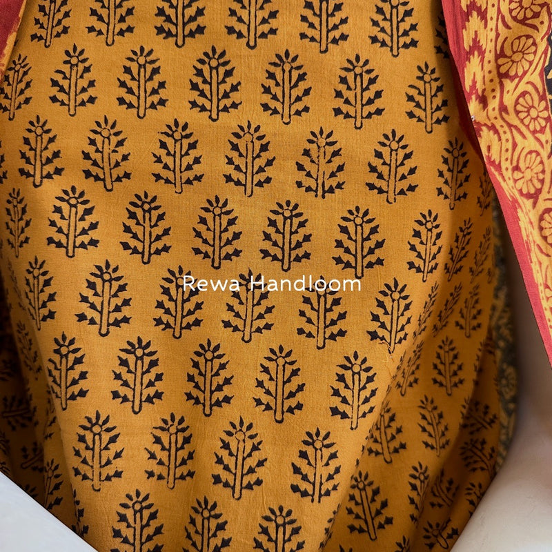 Orange-Black Bagh Print Cotton Suit BGCSJ0113