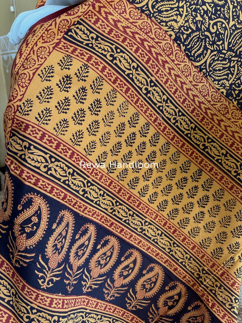 Orange-Black Bagh Print Cotton Suit BGCSJ0113