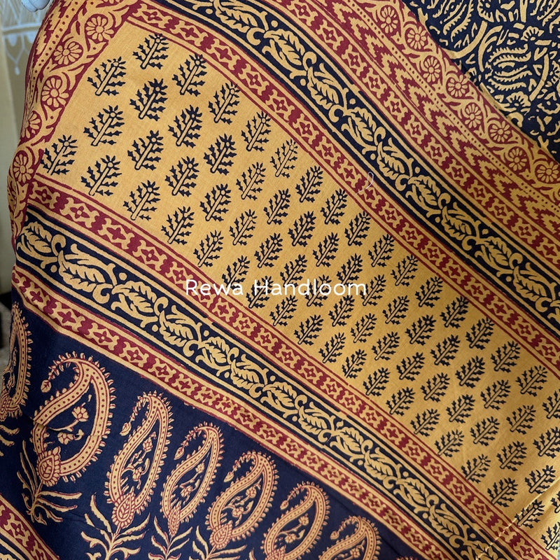 Orange-Black Bagh Print Cotton Suit BGCSJ0113