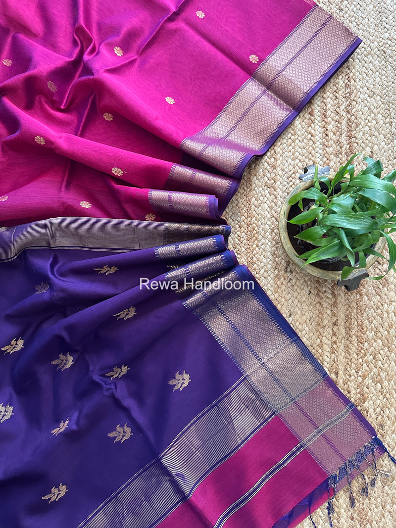 Maheshwari Magenta Lotus Butta Saree LBS0106