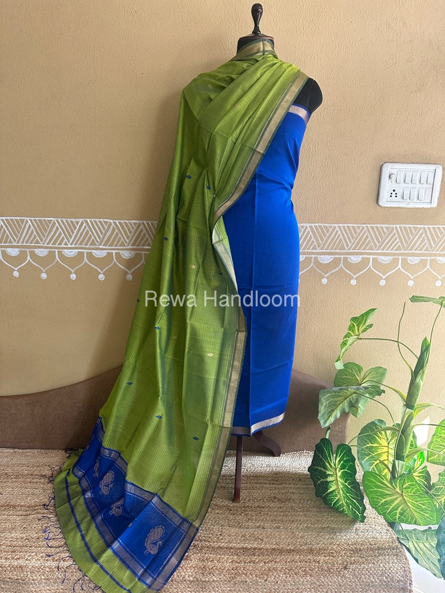 Maheshwari Peacock Buta-Buti Top-Dupatta Set