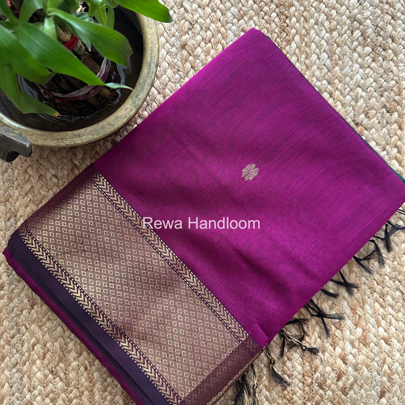 Maheshwari Purple Lotus Butta Saree LBS0109