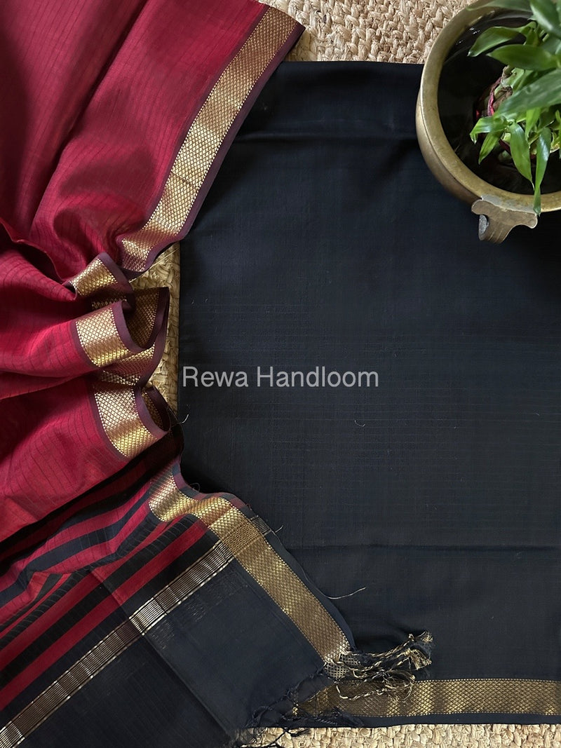 Maheshwari Zari Border Dress Material