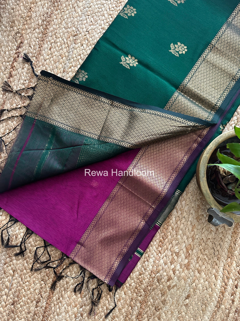 Maheshwari Purple Lotus Butta Saree LBS0109