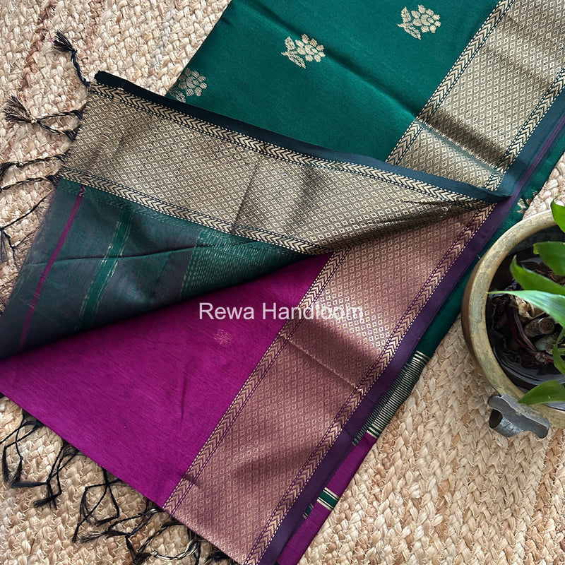 Maheshwari Purple Lotus Butta Saree LBS0109