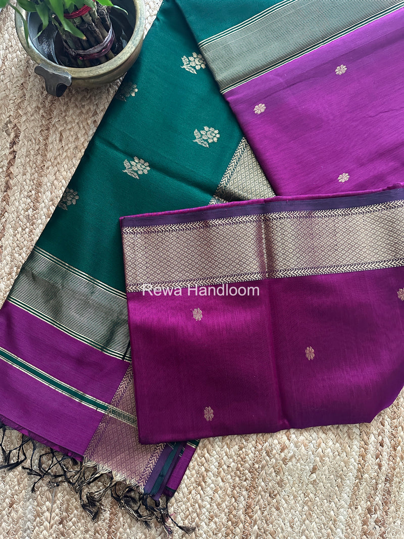 Maheshwari Purple Lotus Butta Saree LBS0109