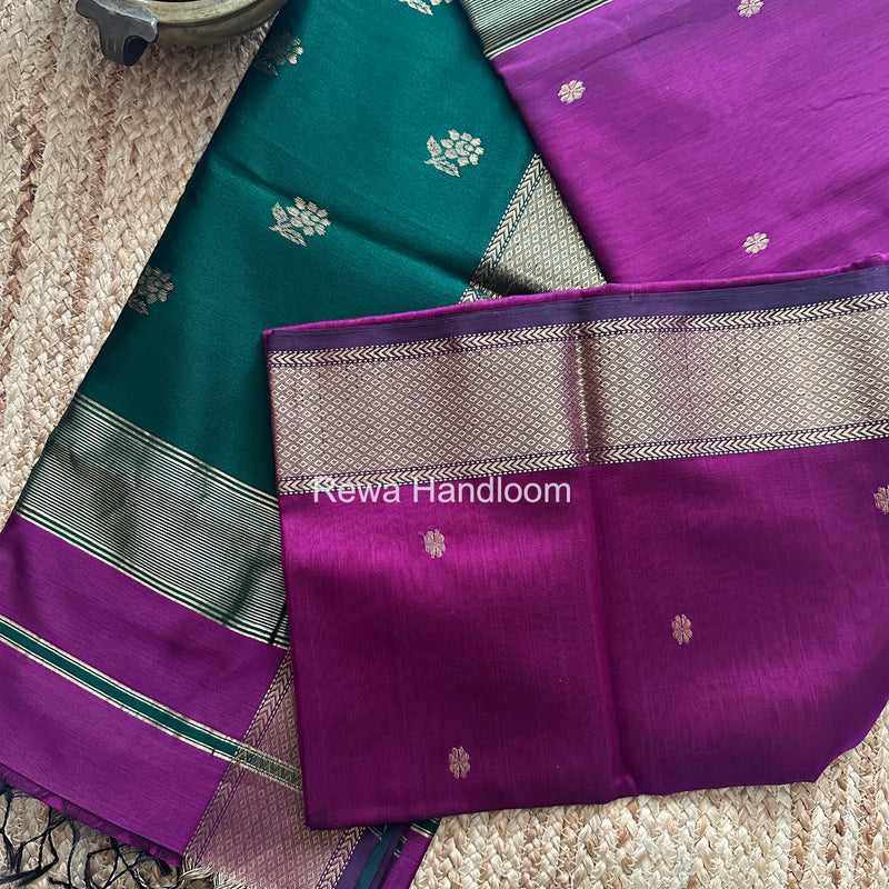 Maheshwari Purple Lotus Butta Saree LBS0109