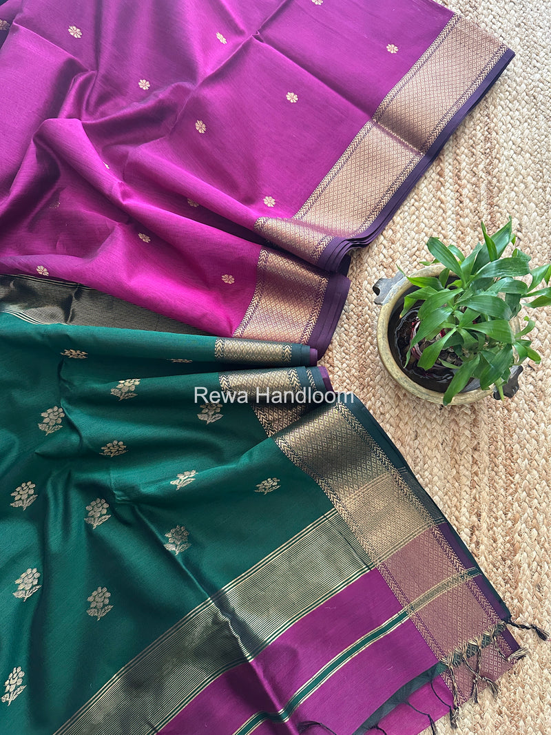 Maheshwari Purple Lotus Butta Saree LBS0109