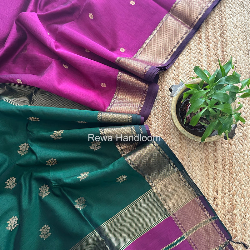 Maheshwari Purple Lotus Butta Saree LBS0109