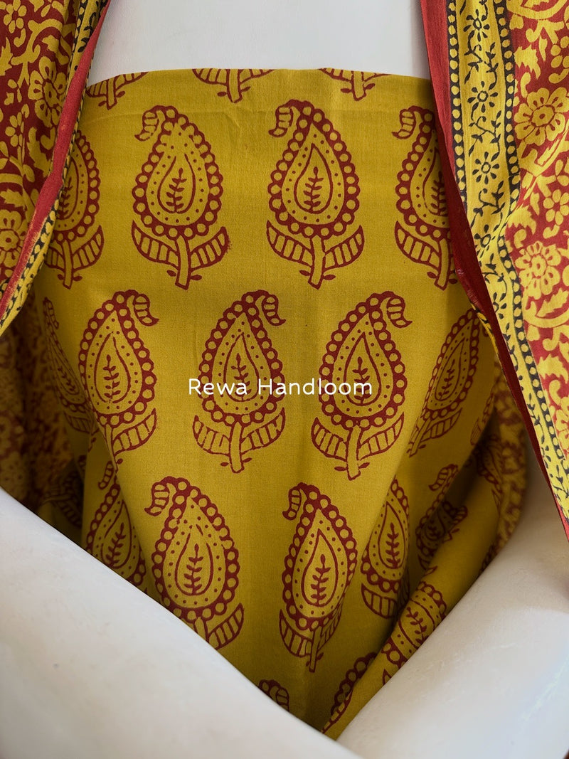 Mehendi Green-Maroon Bagh Print Cotton Suit BGCSJ090
