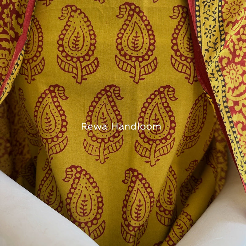 Mehendi Green-Maroon Bagh Print Cotton Suit BGCSJ090