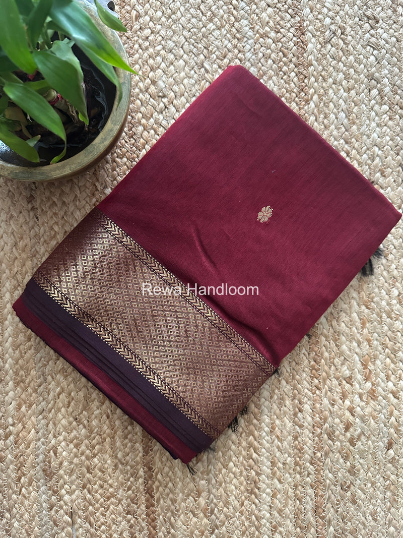 Maheshwari Maroon Lotus Butta Saree LBS0107