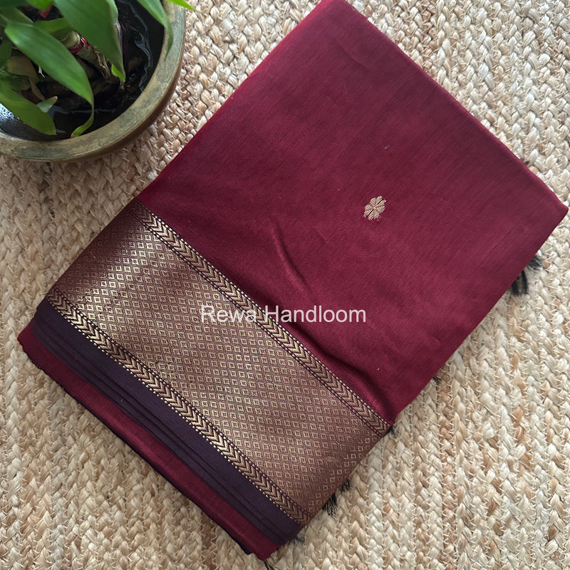 Maheshwari Maroon Lotus Butta Saree LBS0107
