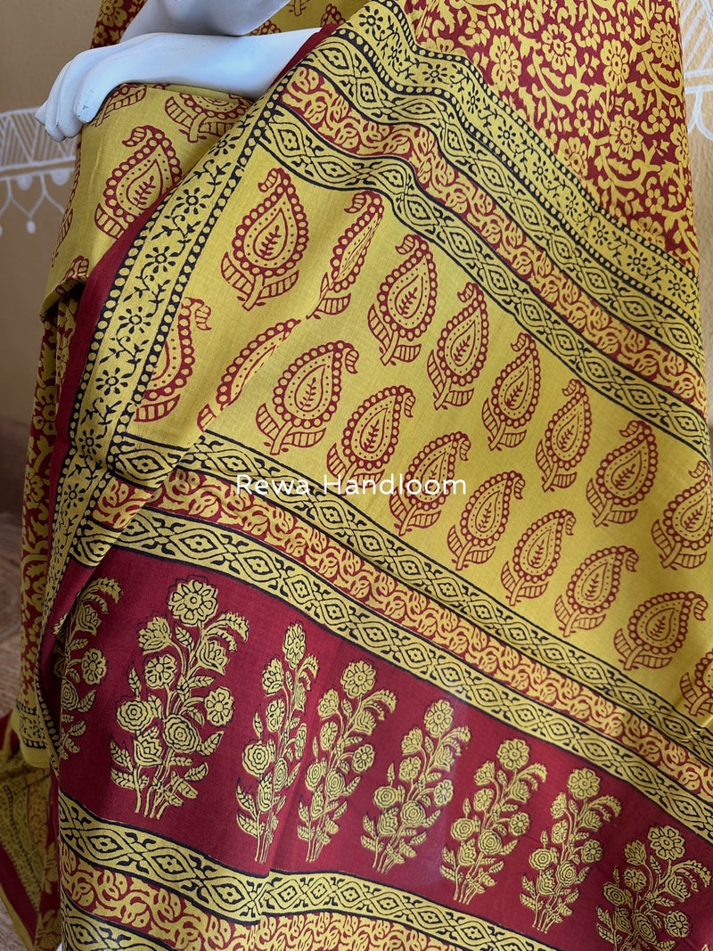 Mehendi Green-Maroon Bagh Print Cotton Suit BGCSJ090
