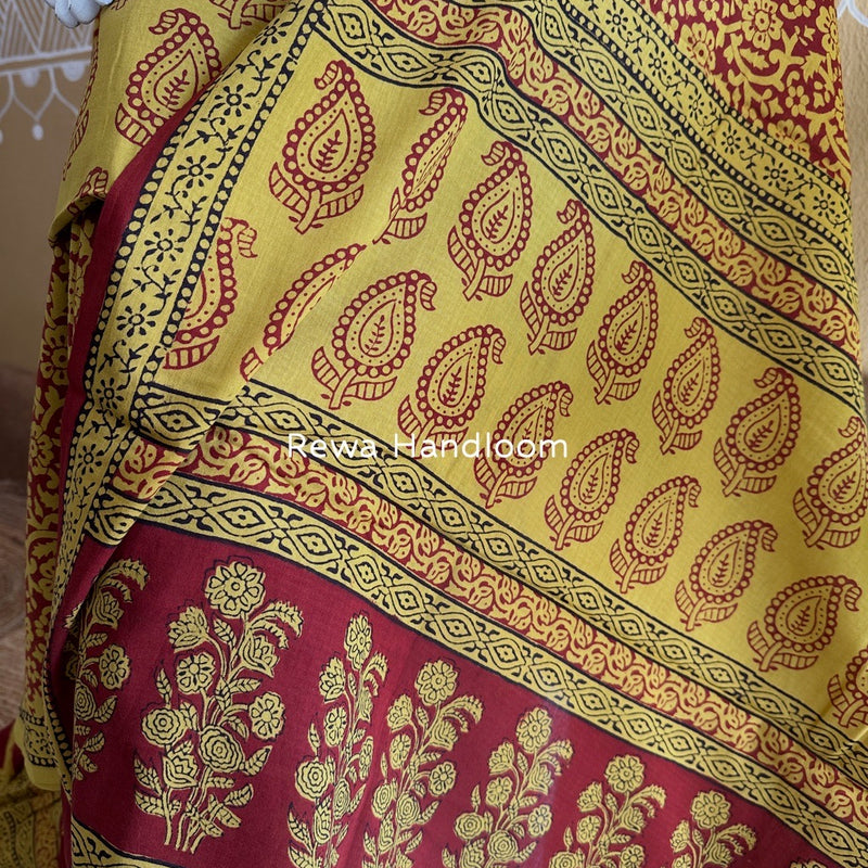 Mehendi Green-Maroon Bagh Print Cotton Suit BGCSJ090