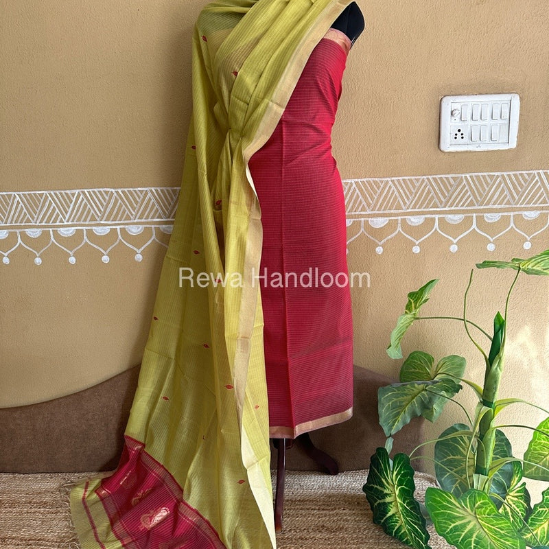 Maheshwari Peacock Buta-Buti Top-Dupatta Set