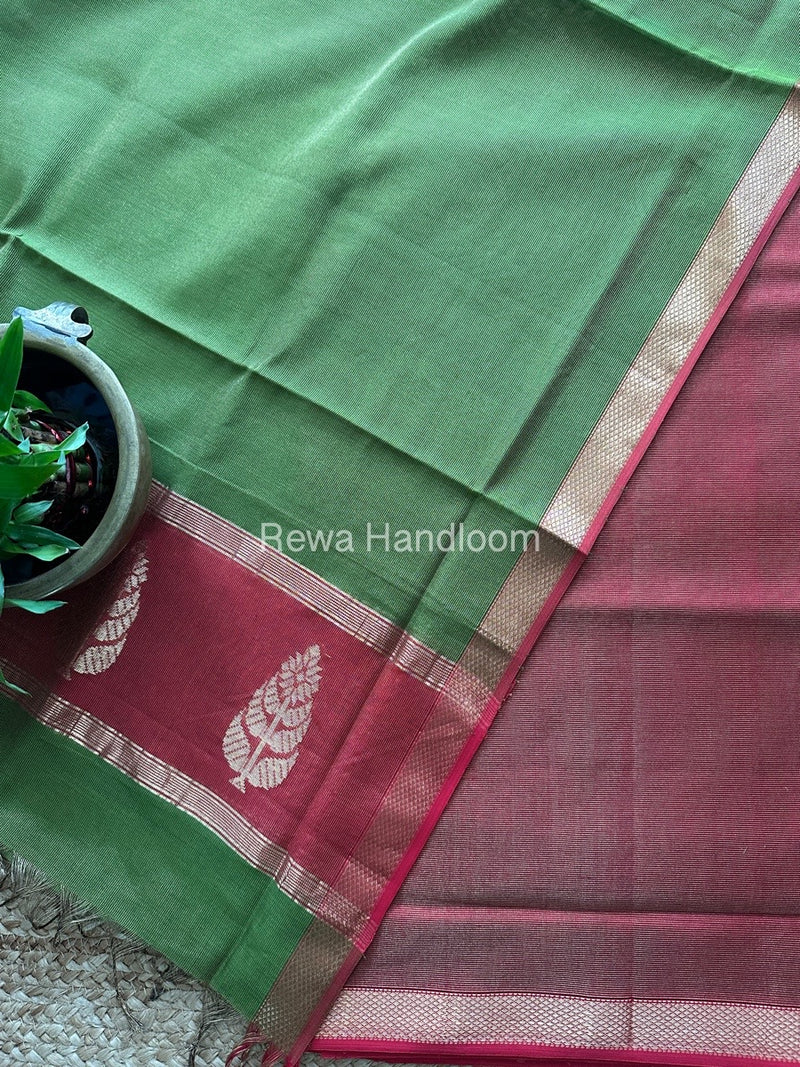 Maheshwari Red-Green Tissue Butta Dress Material TPT073