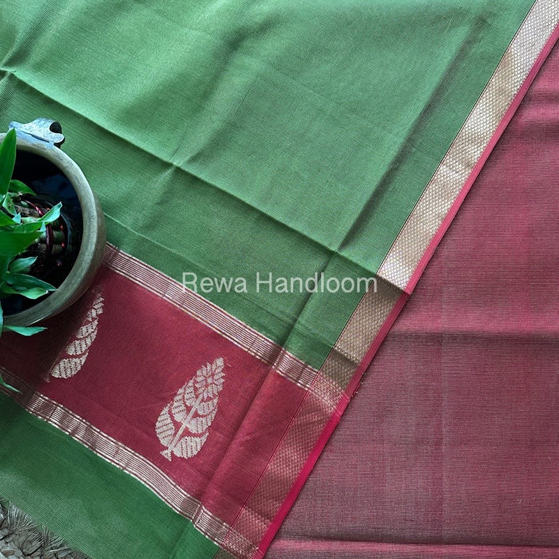 Maheshwari Red-Green Tissue Butta Dress Material TPT073