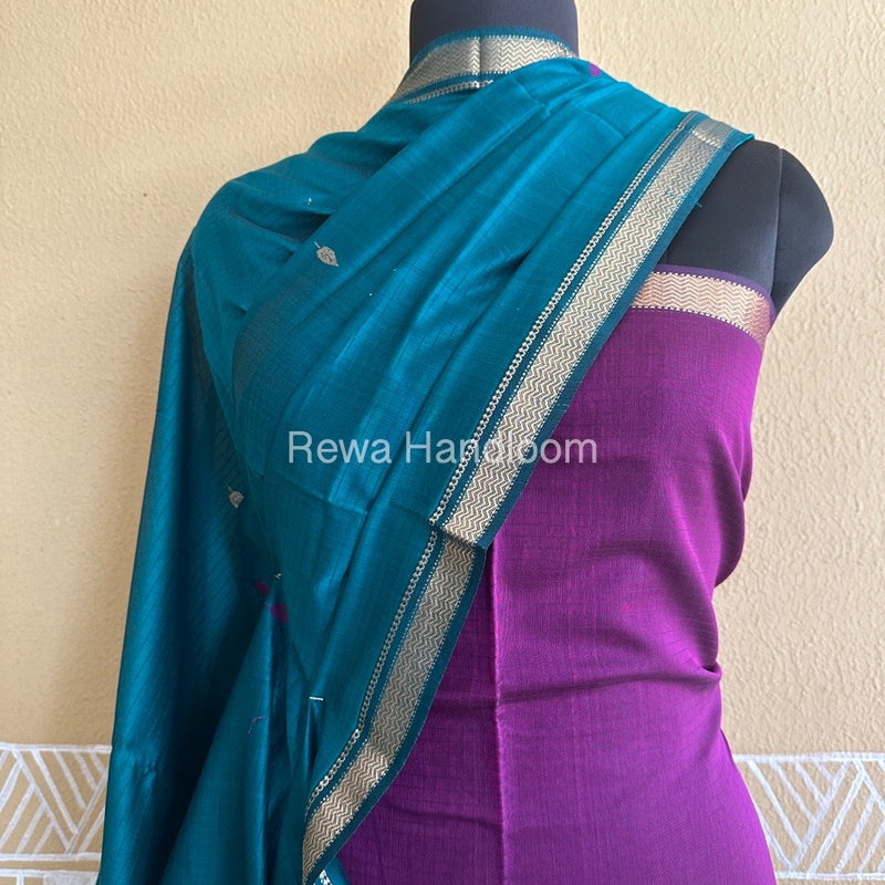 Maheshwari Purple-Morpankhi Peacock Buta-Buti Top-Dupatta Set BTP0203