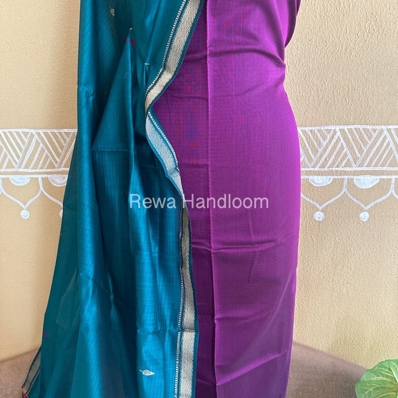 Maheshwari Purple-Morpankhi Peacock Buta-Buti Top-Dupatta Set BTP0203