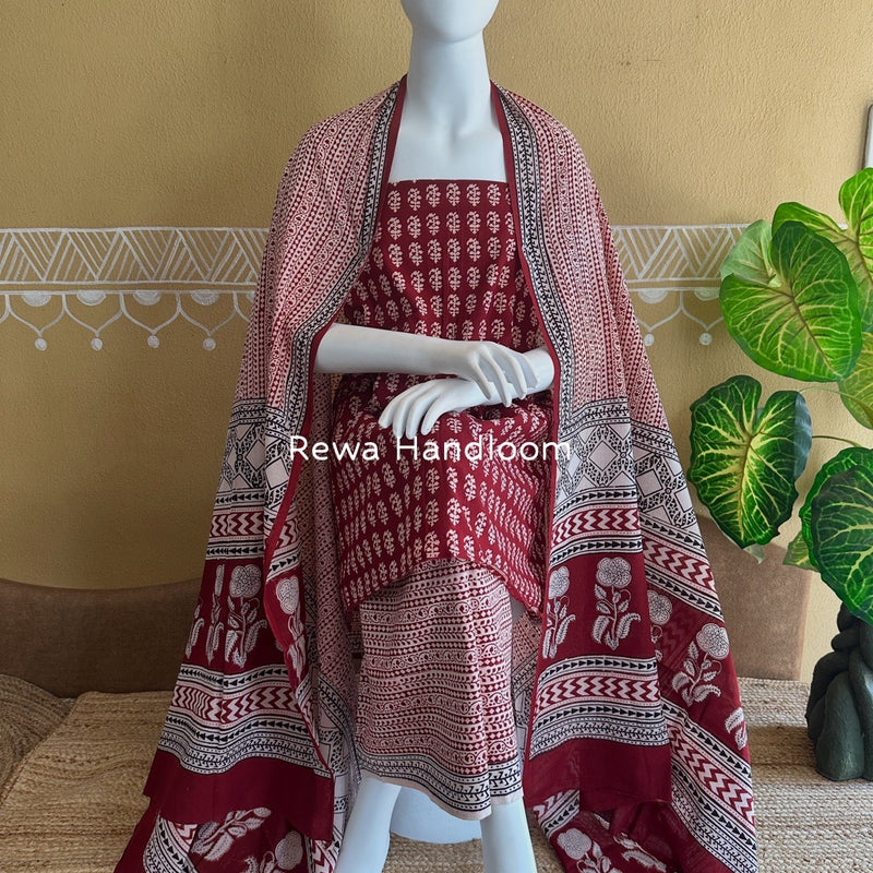 Bagh Print Cotton Suit 