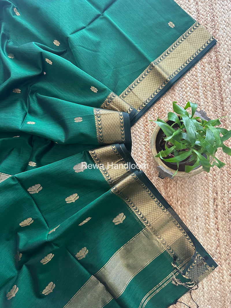 Maheshwari Green Lotus Butta Saree LBS0104